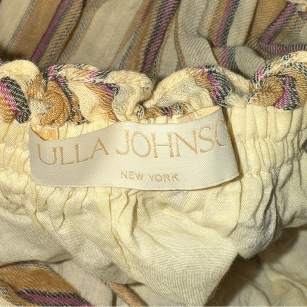 Ulla Johnson Cotton Pinstripe Beige Giulietta Halter Tiered Maxi Sun Dress - Picture 3 of 16